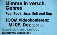 Abendseminar für Vokalisten Mittwoch, 09. Dezember